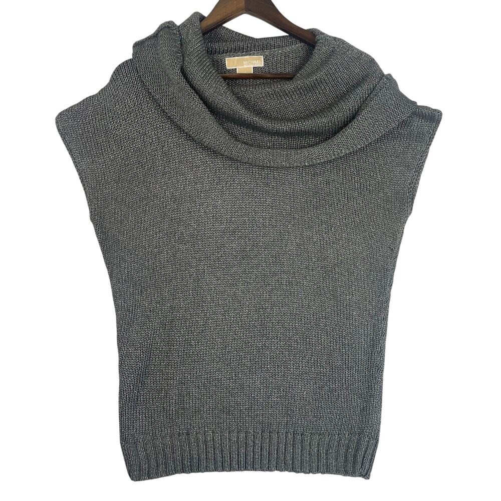 Michael Michael Kors Sleeveless Sweater Women’s SZ L Silver Metallic Gray EUC